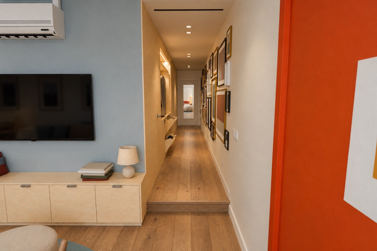 Corridor from the living room, with the step