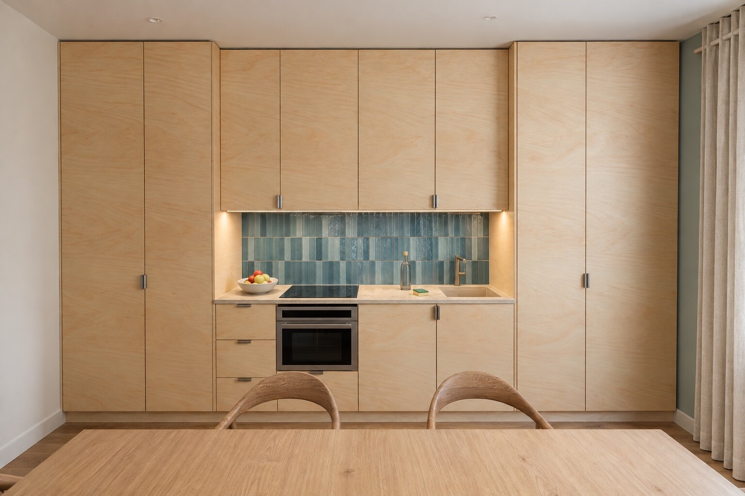 Kitchen, front B: glazed tile