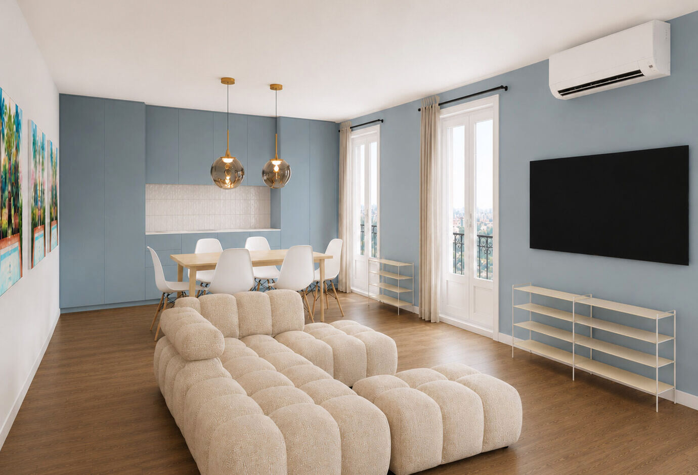 Living room with the modular sofa