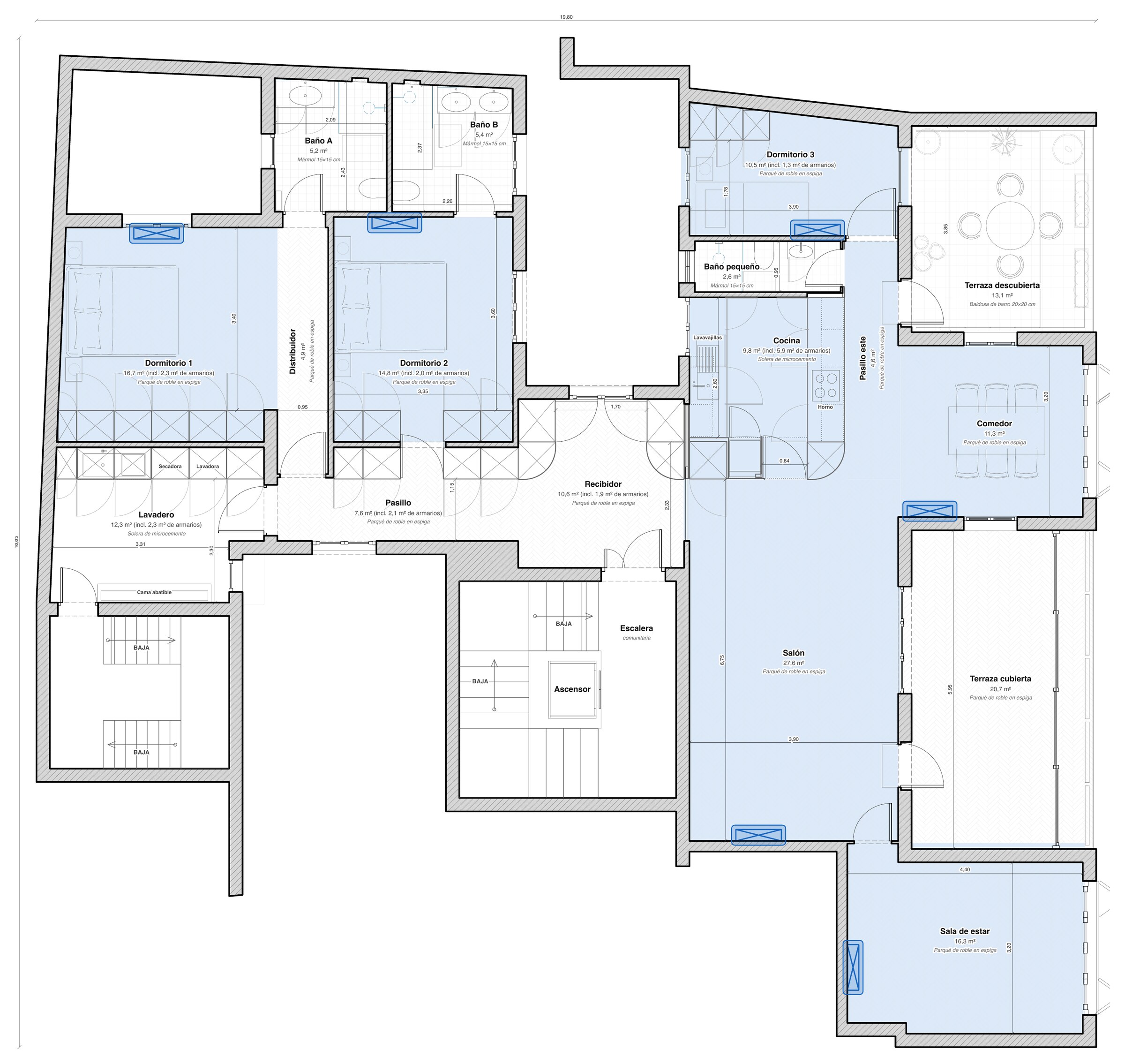 Air conditioning: six wall units