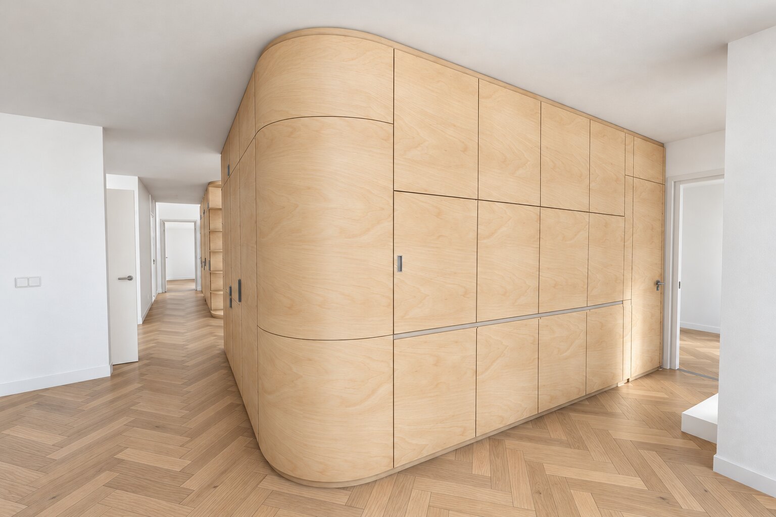 Island closed: the folding shutters hide the worktop