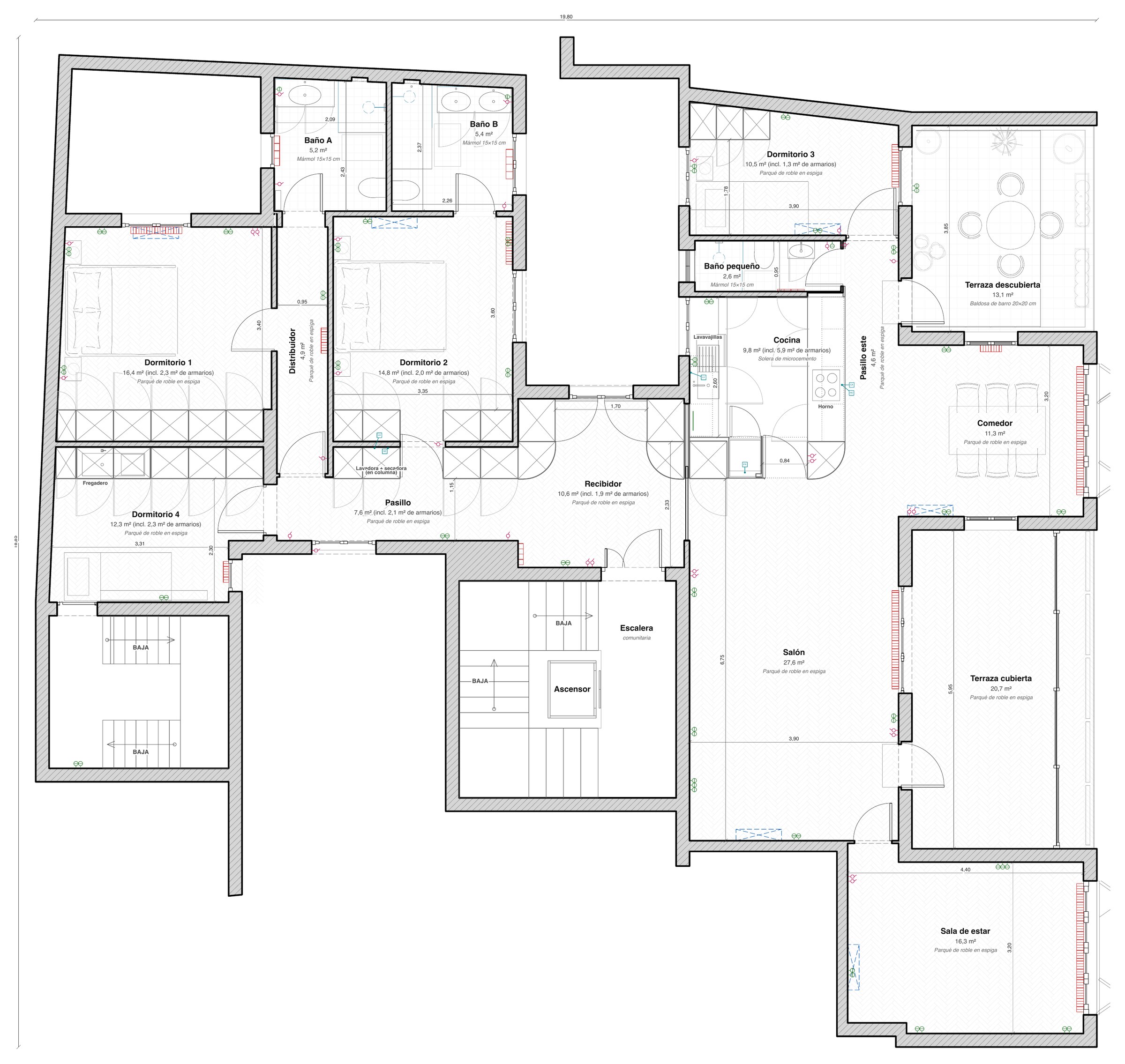 Floor plan, option B: four bedrooms