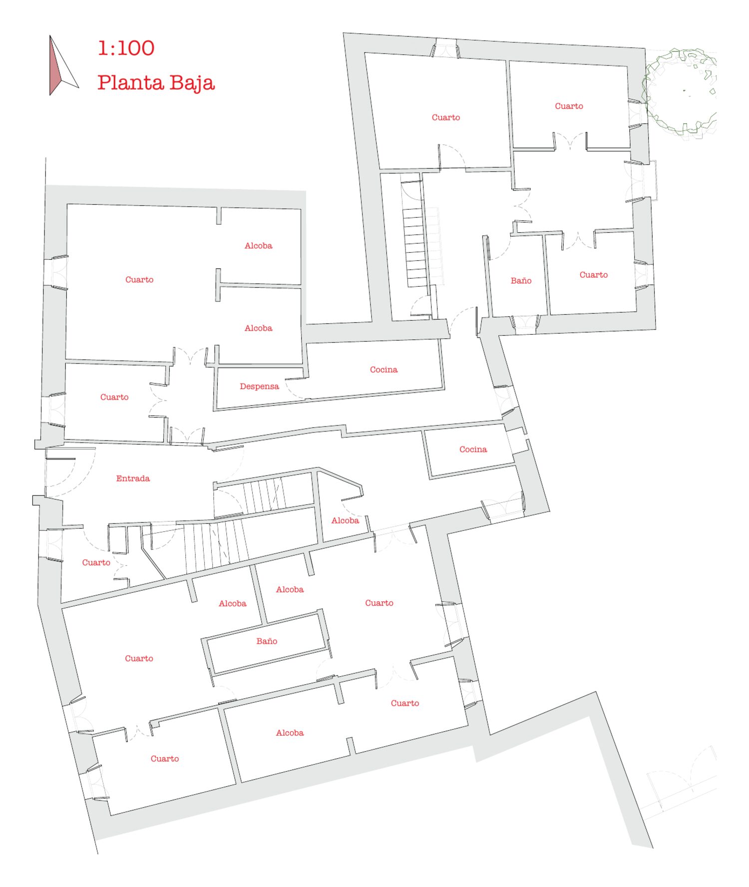 Ground floor as found, 1:100