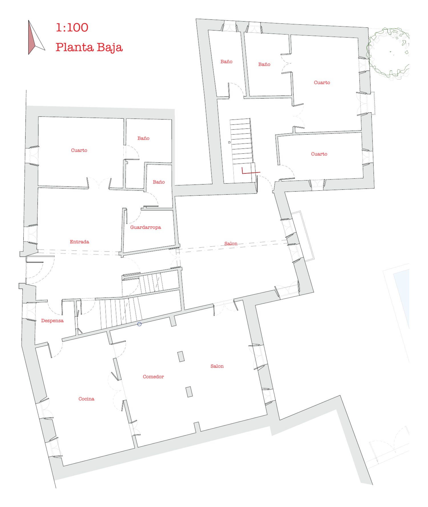 Ground floor as proposed, 1:100