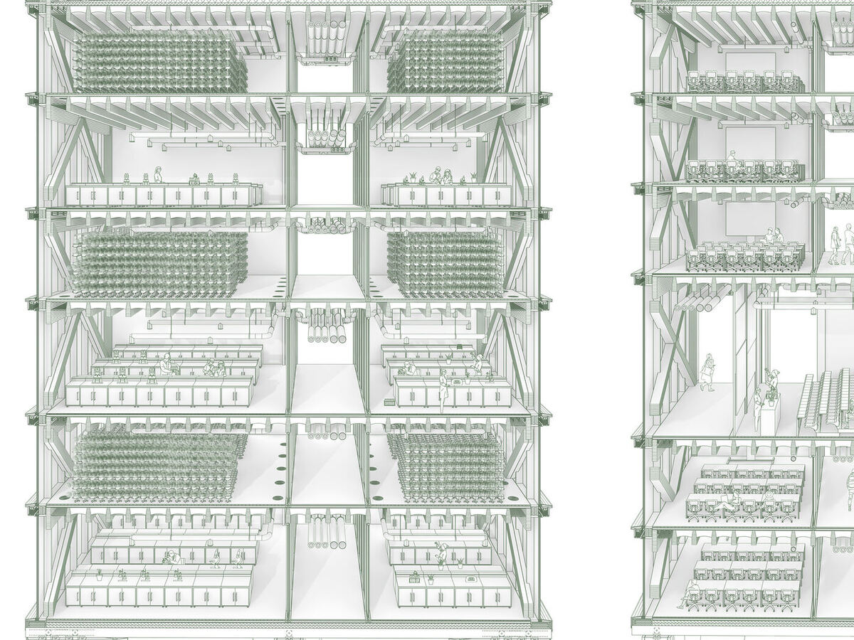 Sections through the research centre