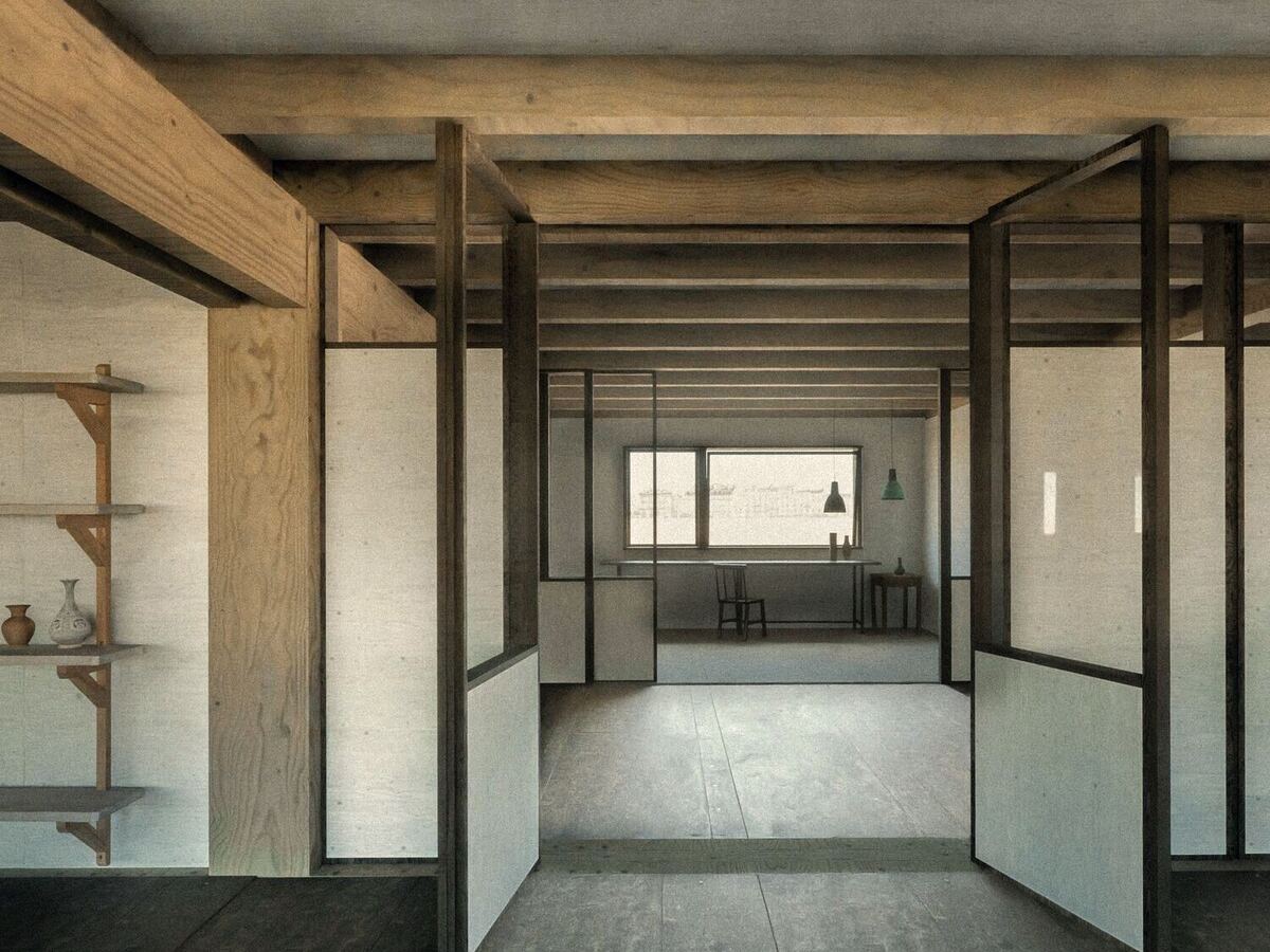 The corridor shared by the residents