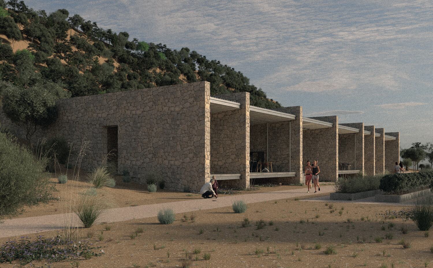 The community building along the nursery
