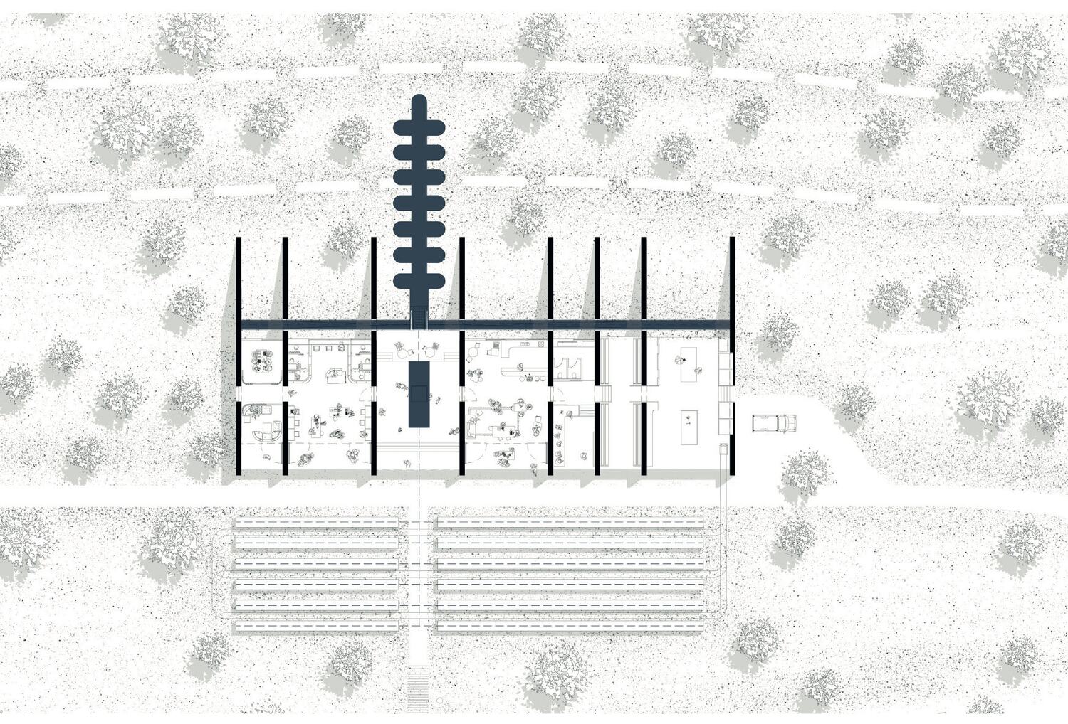 Site plan with the nursery and the caves