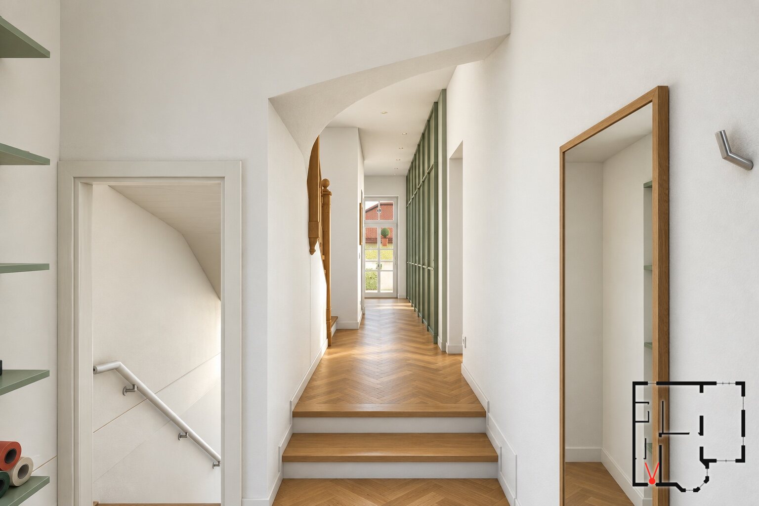 Entrance, looking into the house