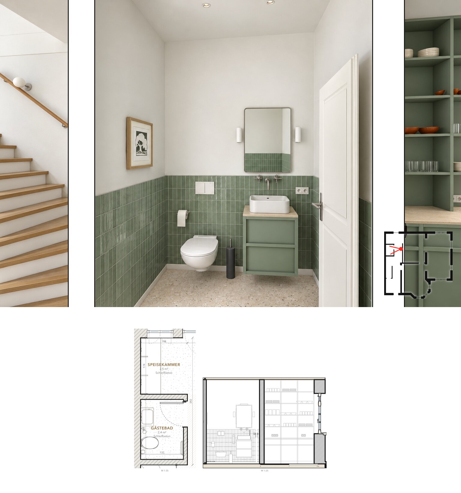 Guest WC, with plan and elevation