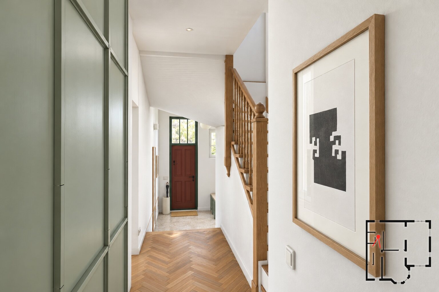 Corridor, looking to the stair and the front door