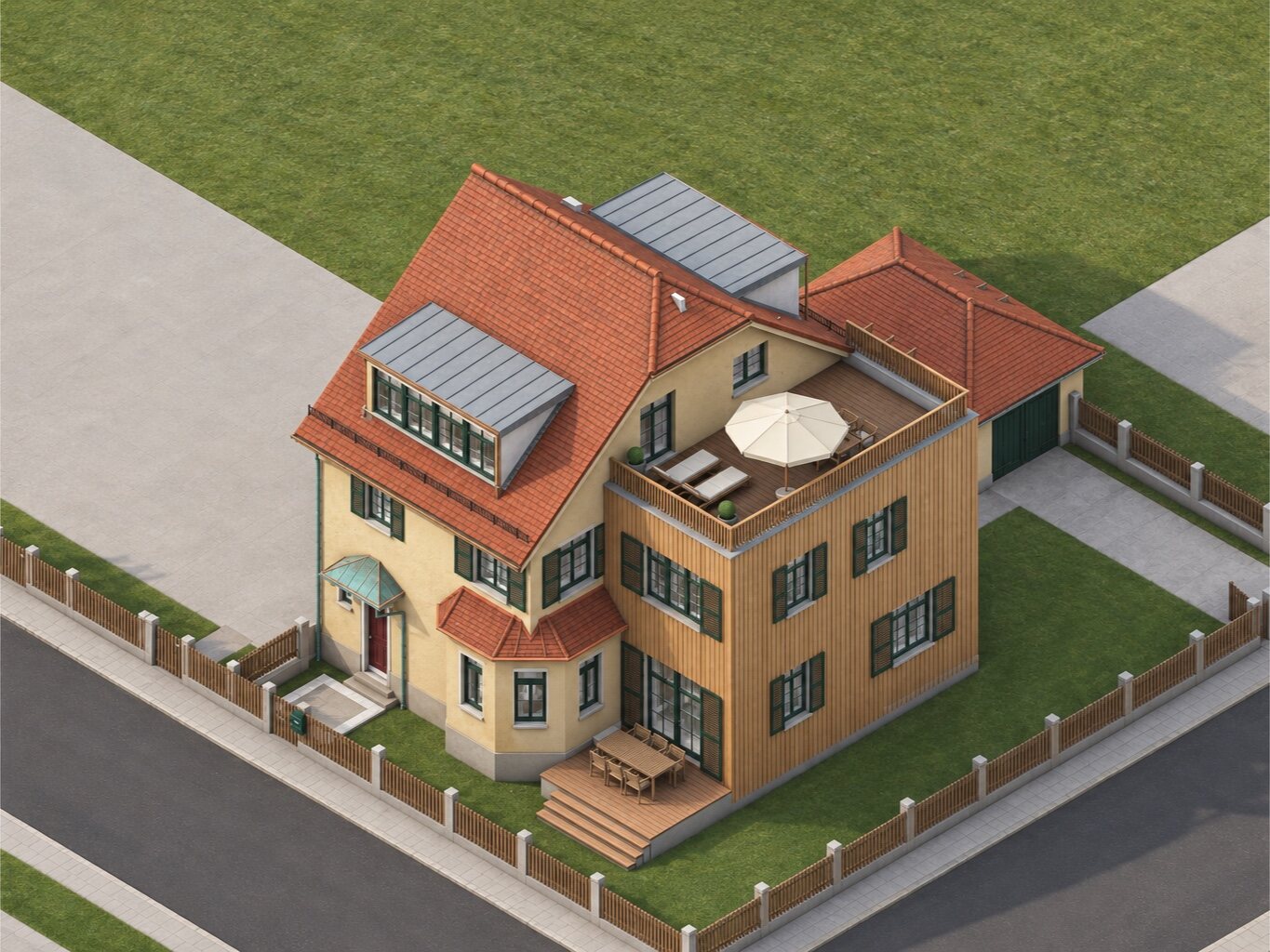 The house and its plot from above