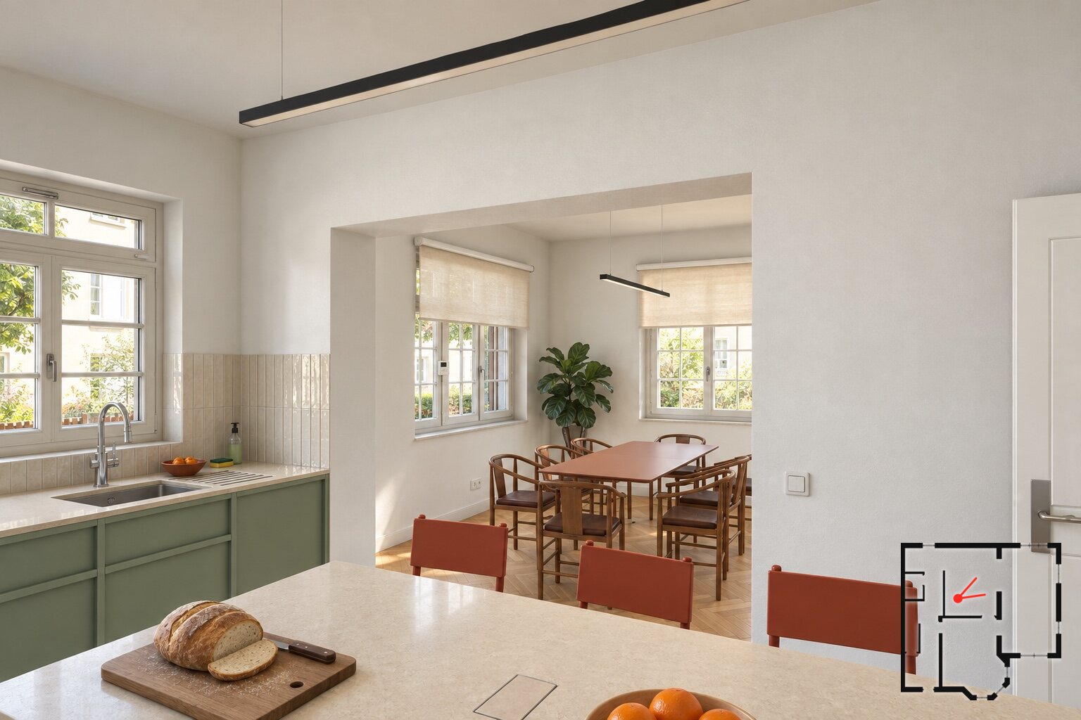 Kitchen, looking into the dining room