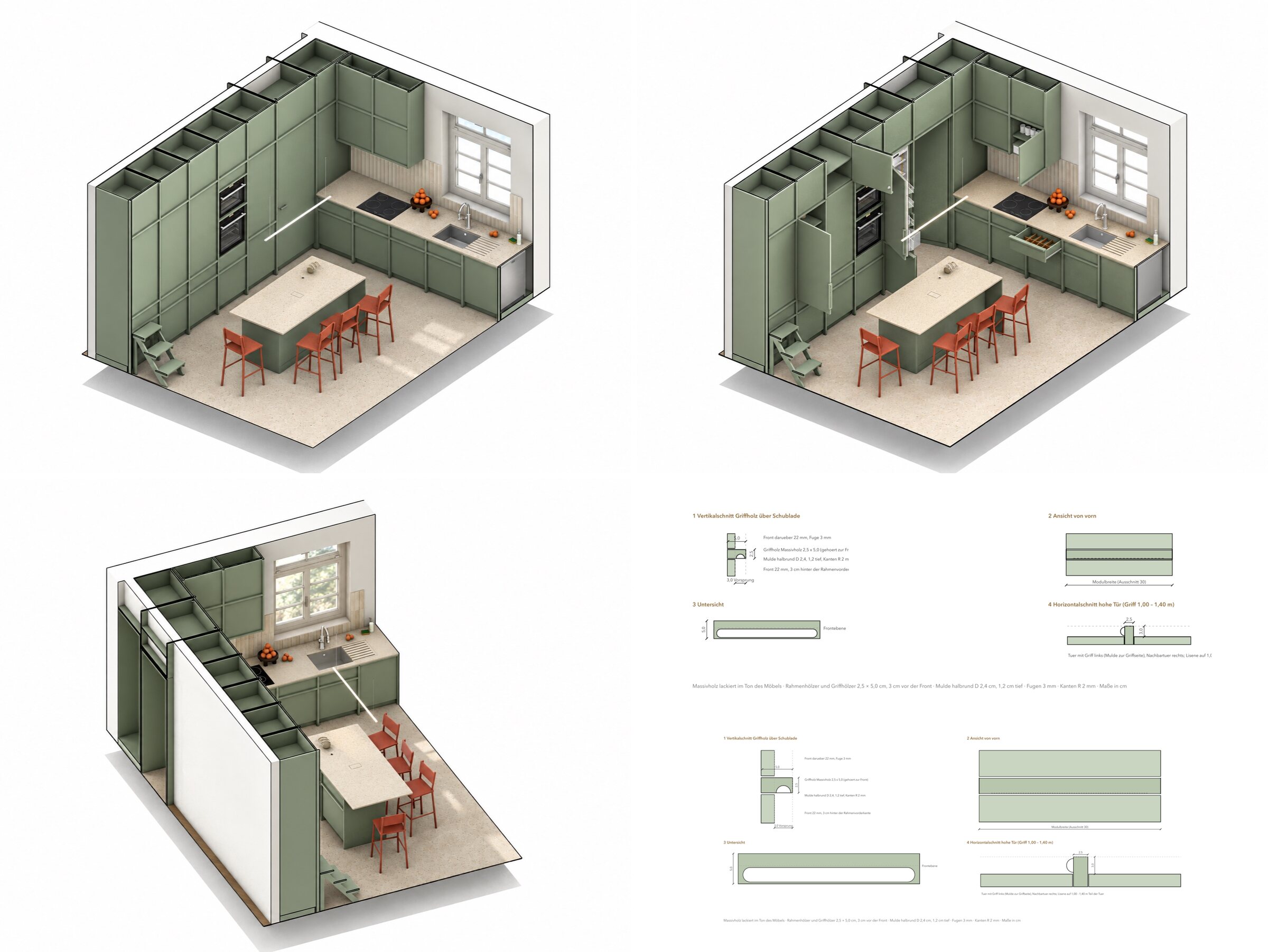 Kitchen furniture and grip strips