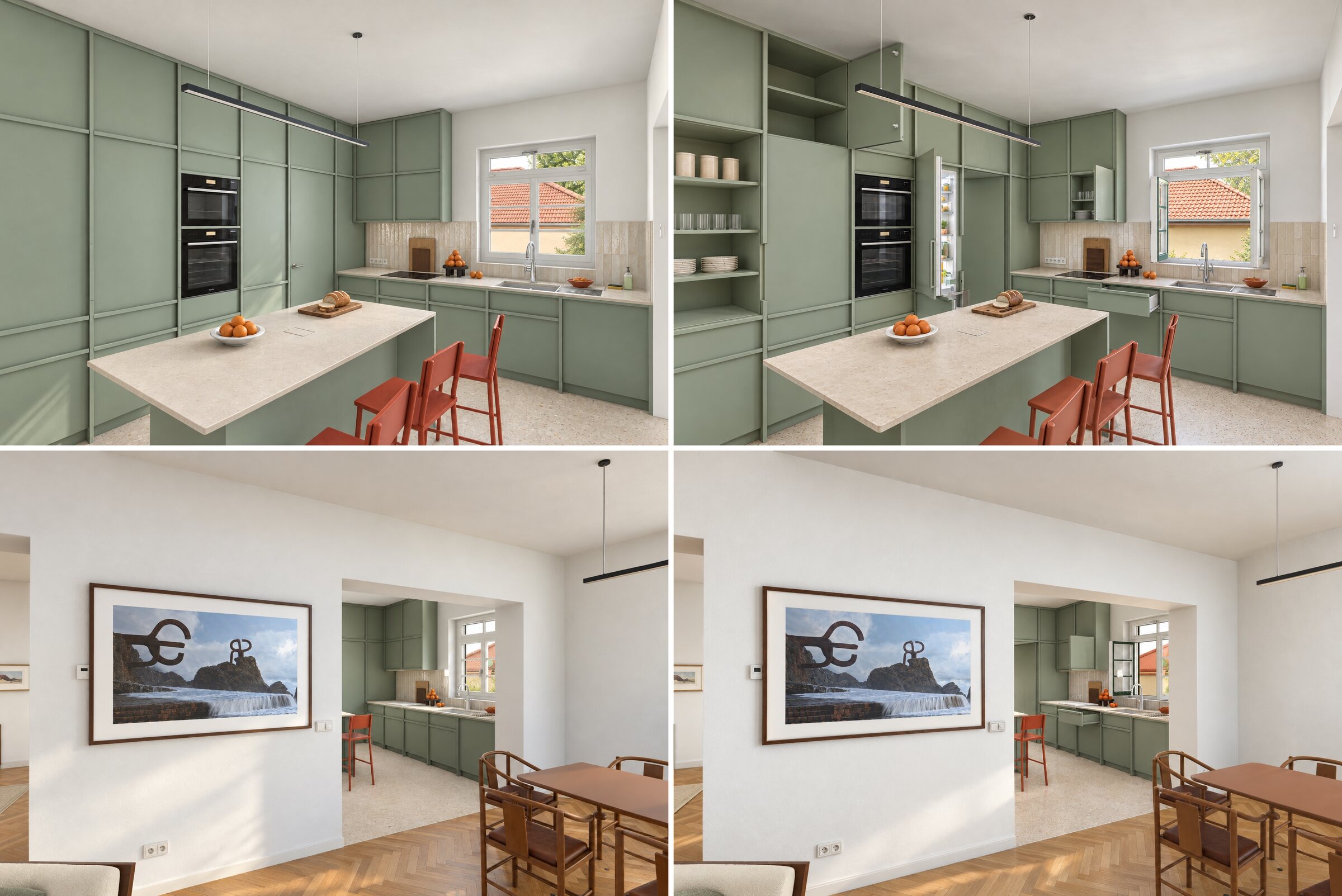 Kitchen from the salons