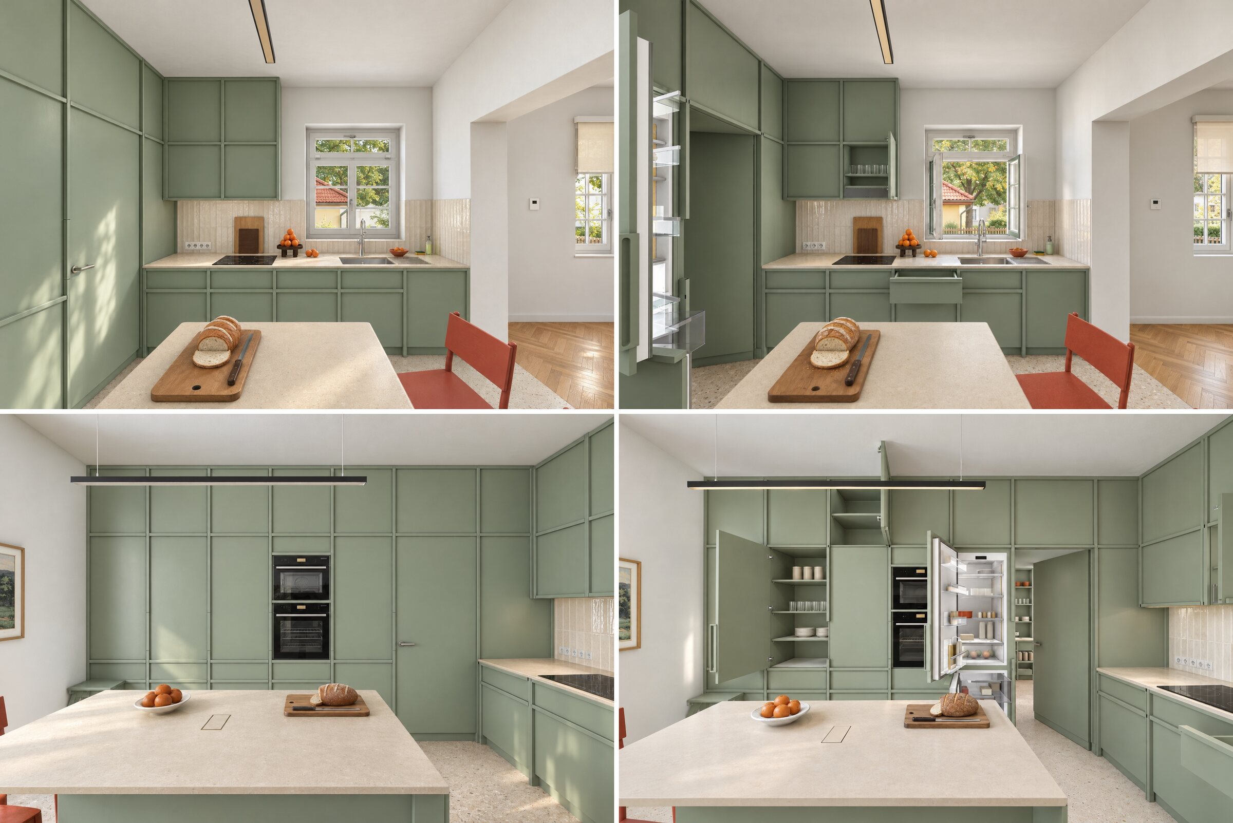 Worktop and tall units