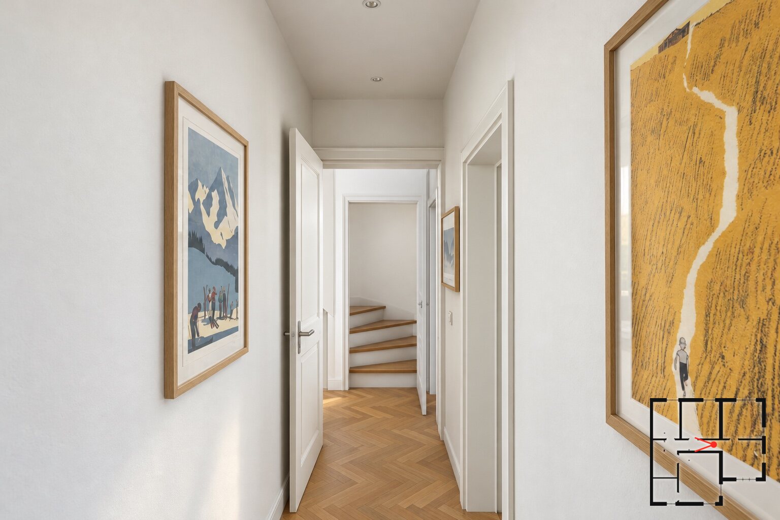Corridor, door to the stair hall