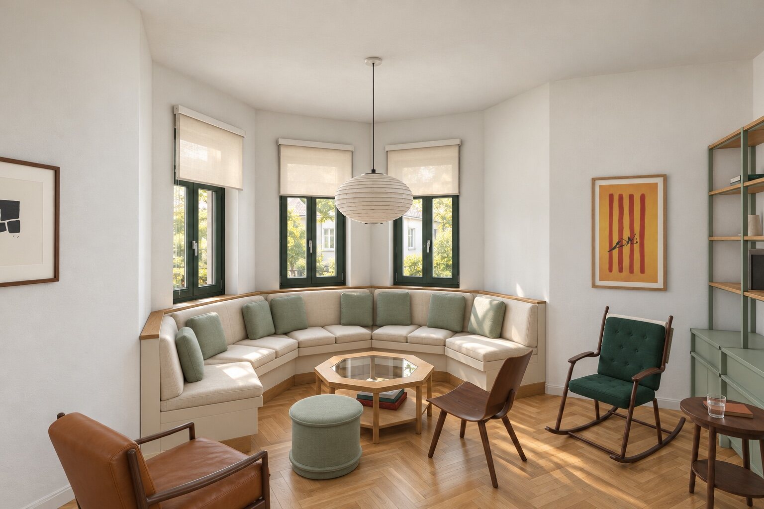 The bay bench, with suggested furniture