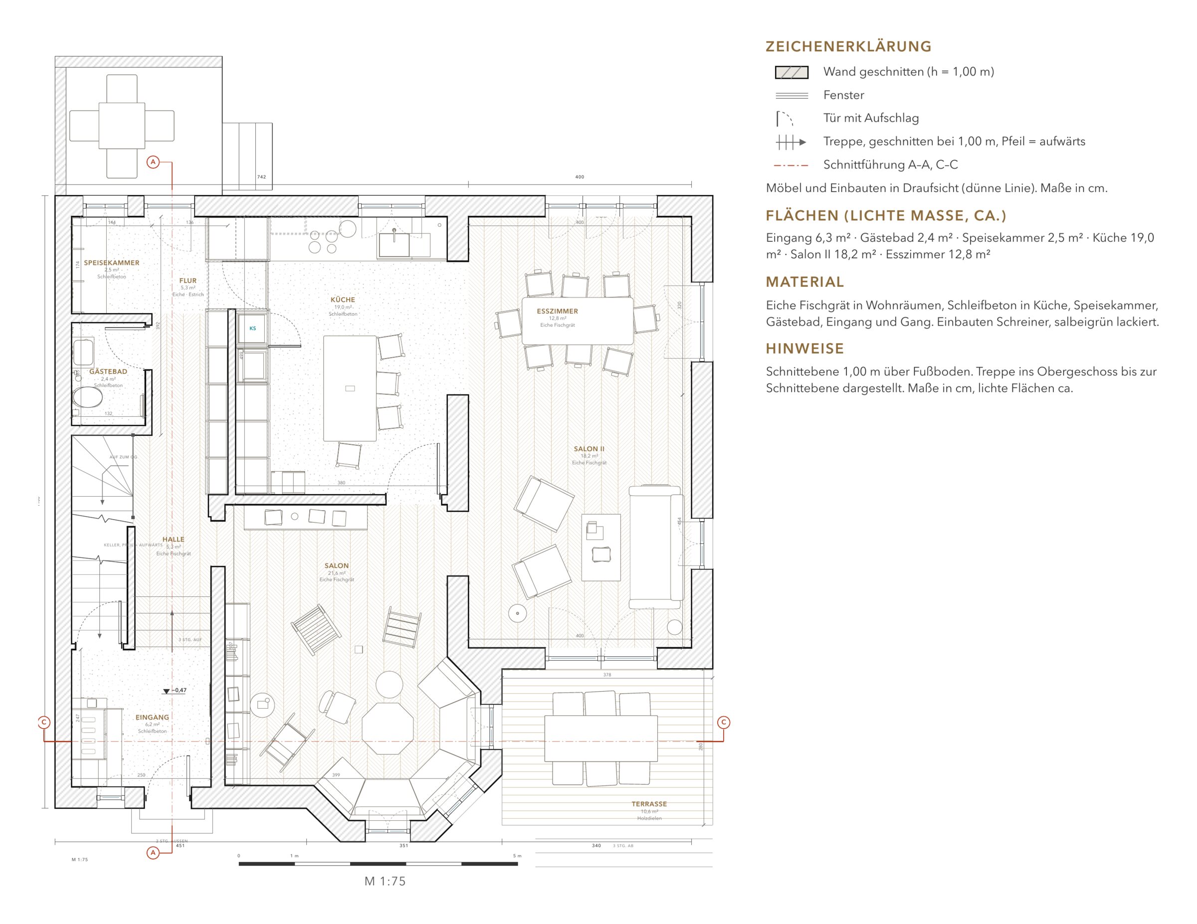 Ground floor with terraces, 1:75