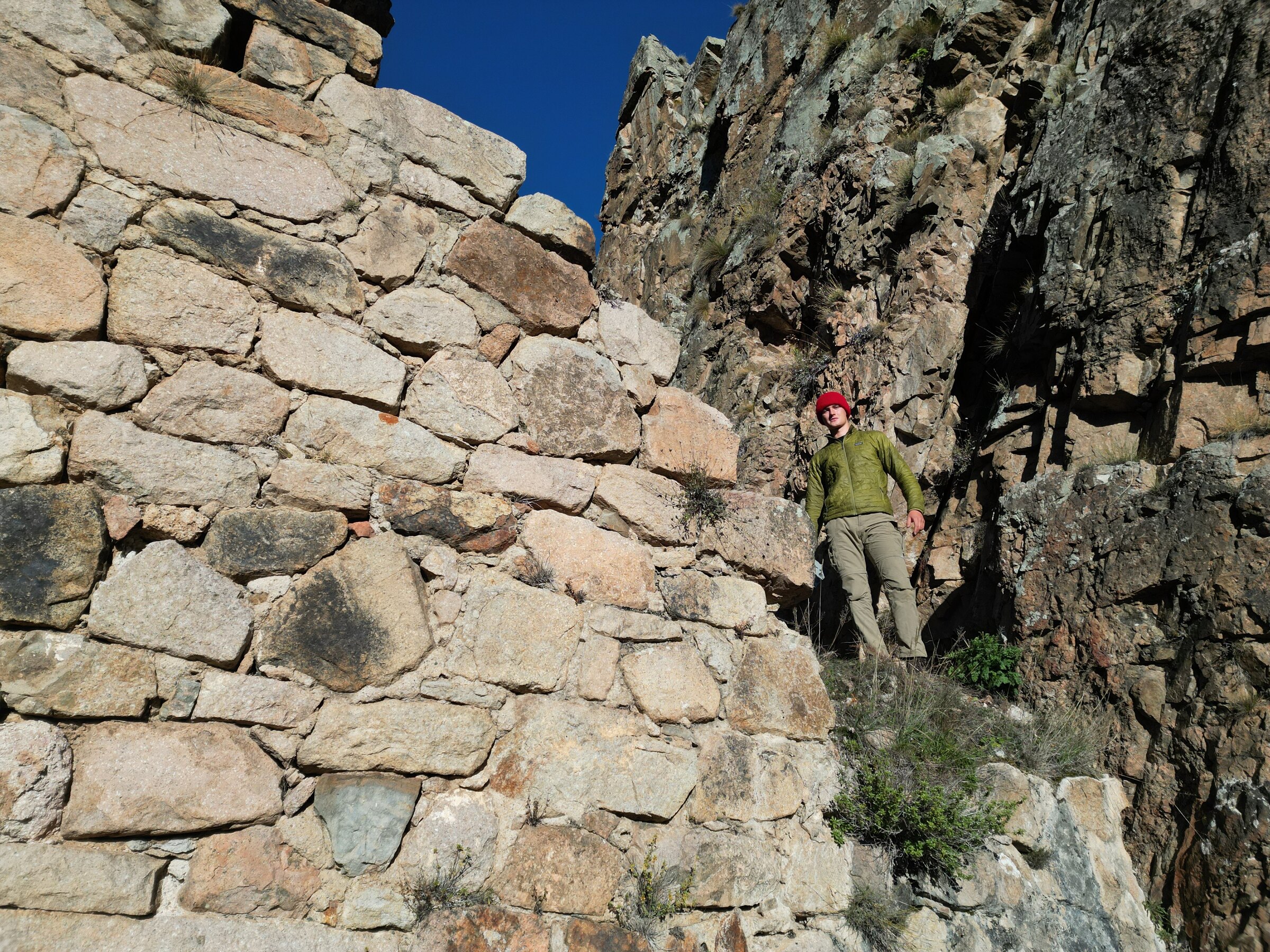 The masonry at close range