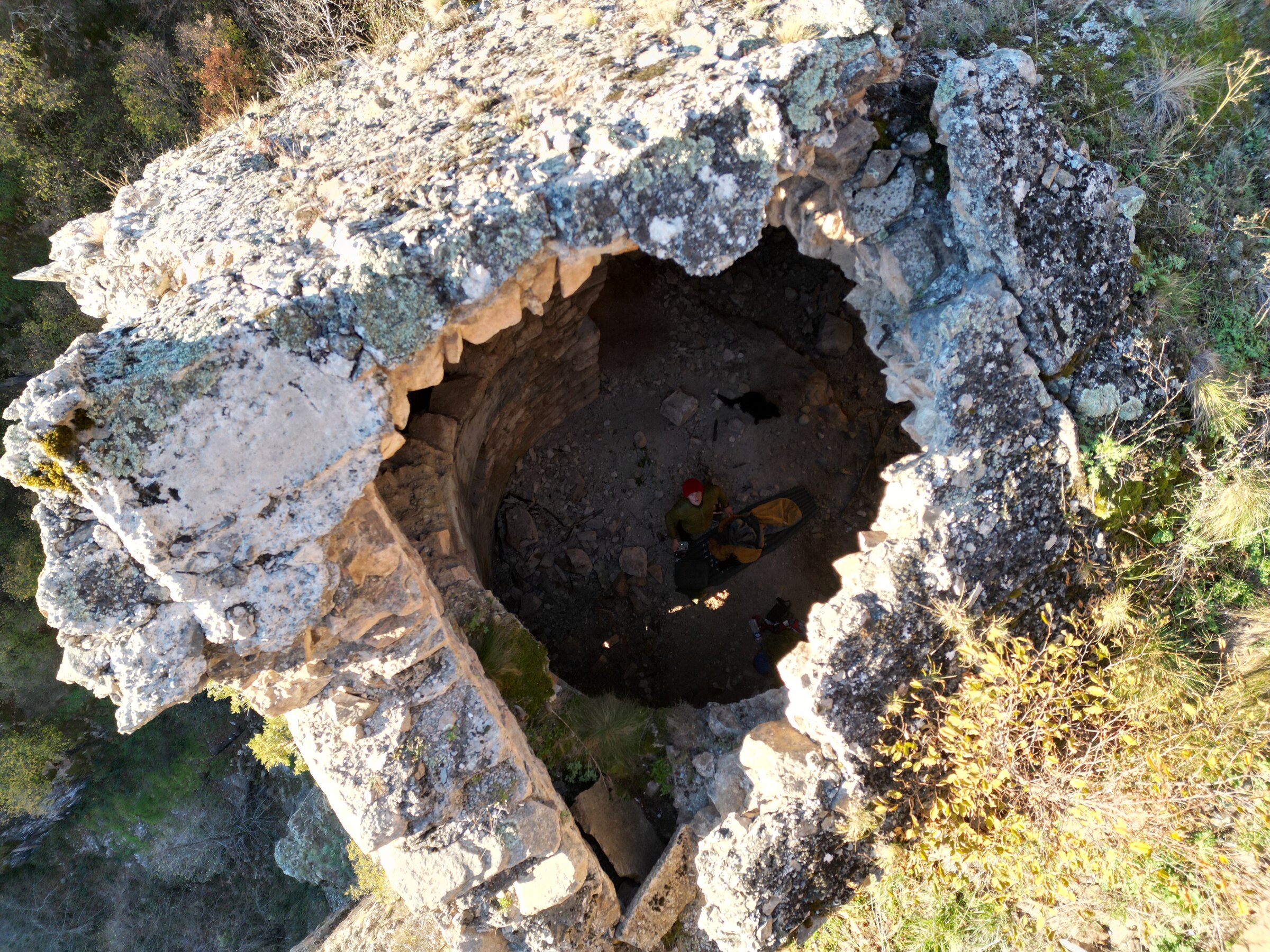 The opening in the stone roof, seen from above