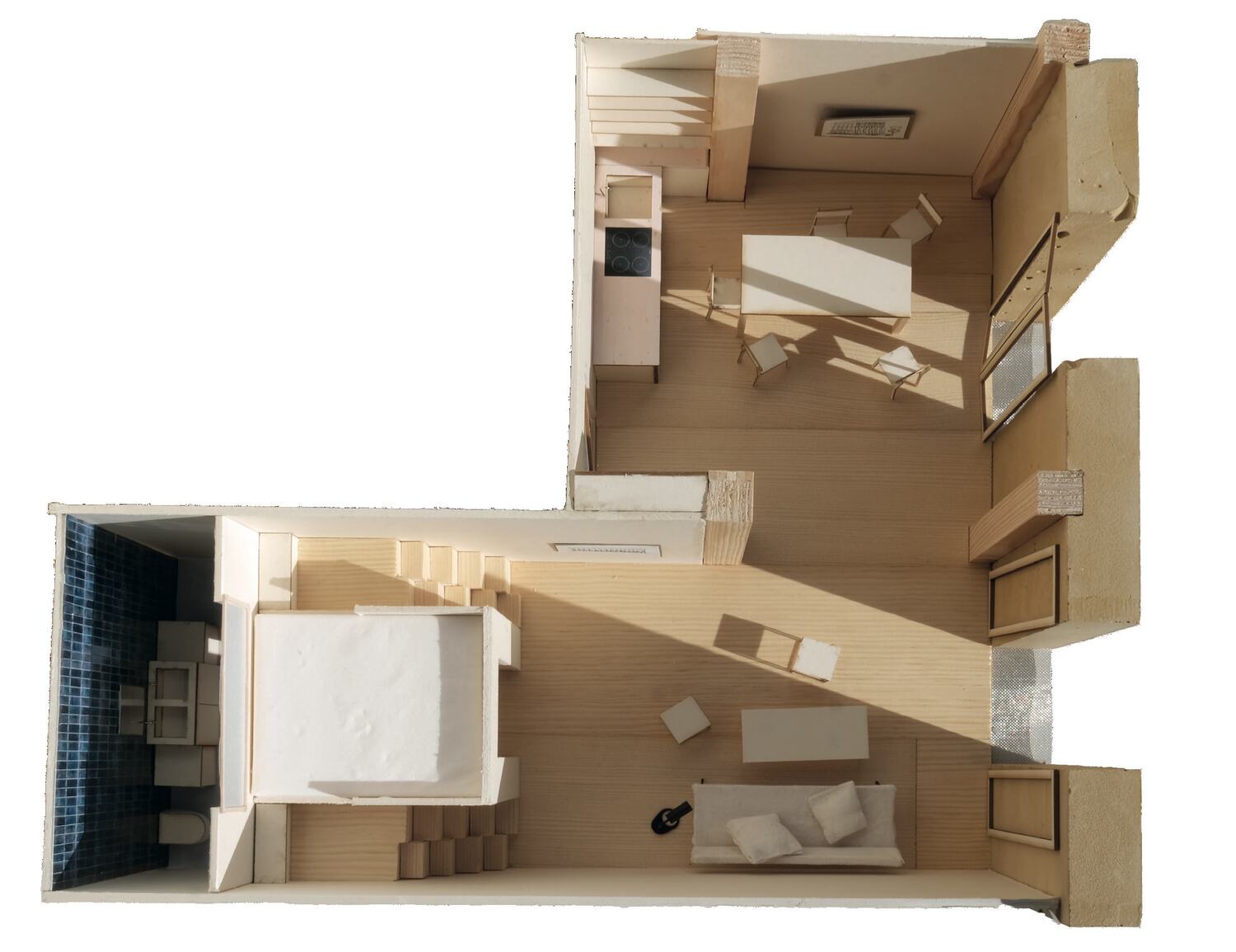 Sectional model of a student unit