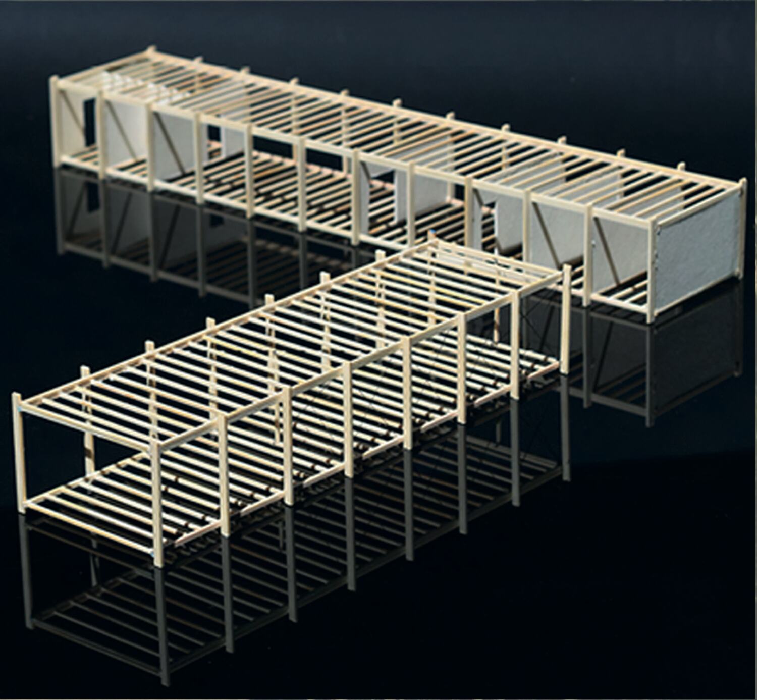The timber structure on its 2.4 metre grid