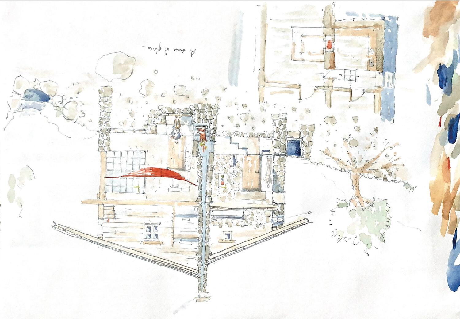 Watercolour over a plan