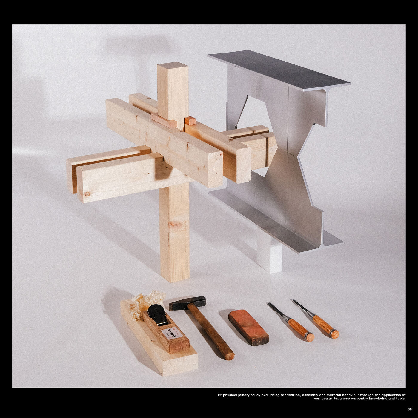 Timber study model and the tools it was made with